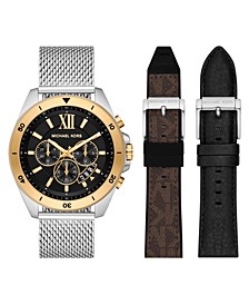 Men's Brecken Chronograph Stainless Steel Mesh Bracelet Watch and Interchangeable Strap Set 45mm