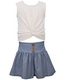 Big Girls Sleeveless Twist Front Knit Top and Shorts, 2 Piece Set