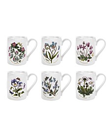 Botanic Garden Assorted Motifs Tankard-Coffee Mugs, Set of 6