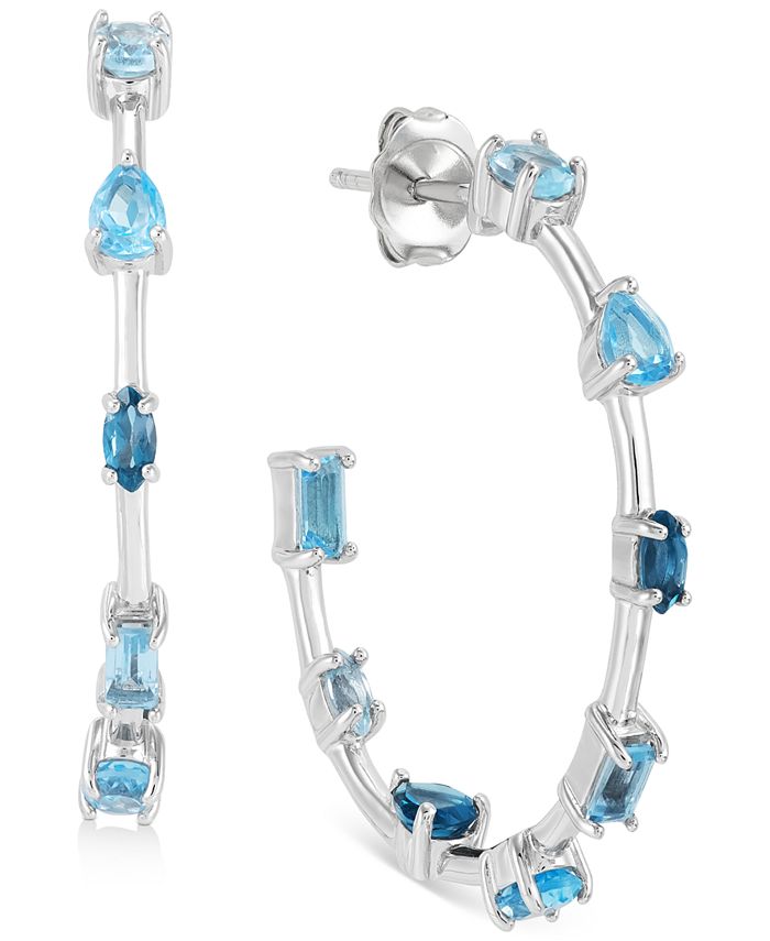 Macy s Multi Blue Topaz Small Hoop Earrings 2 5 8 ct. t.w. in
