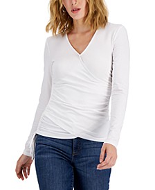 Women's Side-Ruched Surplice Top, Created for Macy's