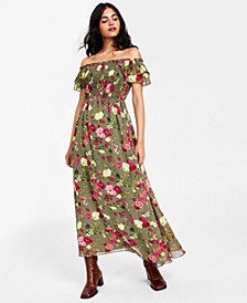 Women's Printed Smocked Maxi Dress, Created for Macy's 