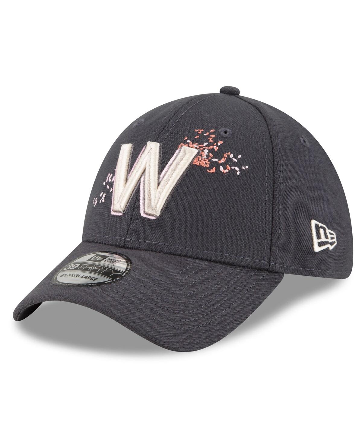 Shop New Era Men's  Graphite Washington Nationals City Connect 39thirty Flex Hat