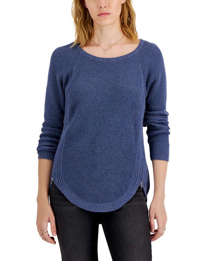 Waffle knit top tunic sweater