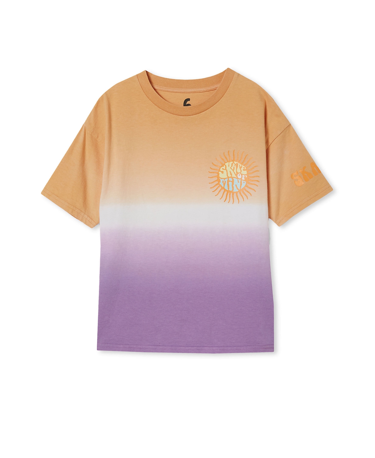 Cotton On Babies' Toddler Boys Scout Drop Shoulder Short Sleeve T-shirt In Apricot Sun,grape Soda Dip Dye Skate Of