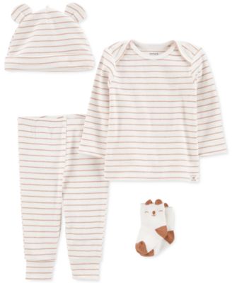 Carter's - Baby Boys or Girls 4-Pc. Striped Little Bear Outfit