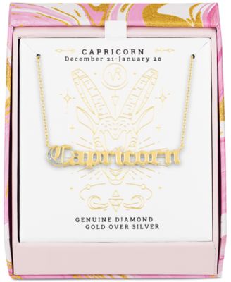 Diamond Accent Zodiac Name 18" Pendant Necklace in Sterling Silver or 14k Gold-Plated Sterling Silver