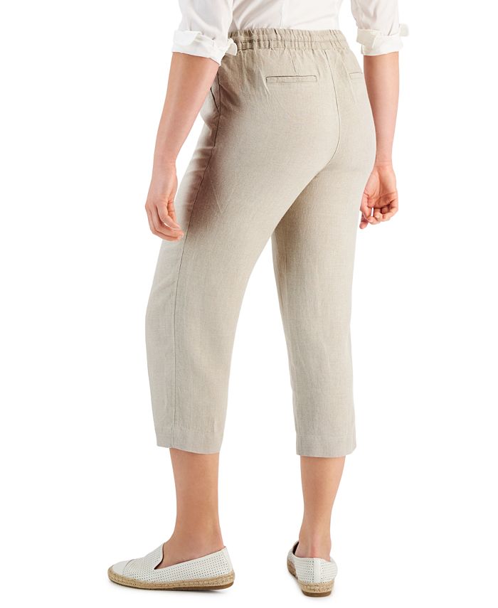 Charter Club Women's Linen Capri Tie-Waist Pants, Created for Macy's ...
