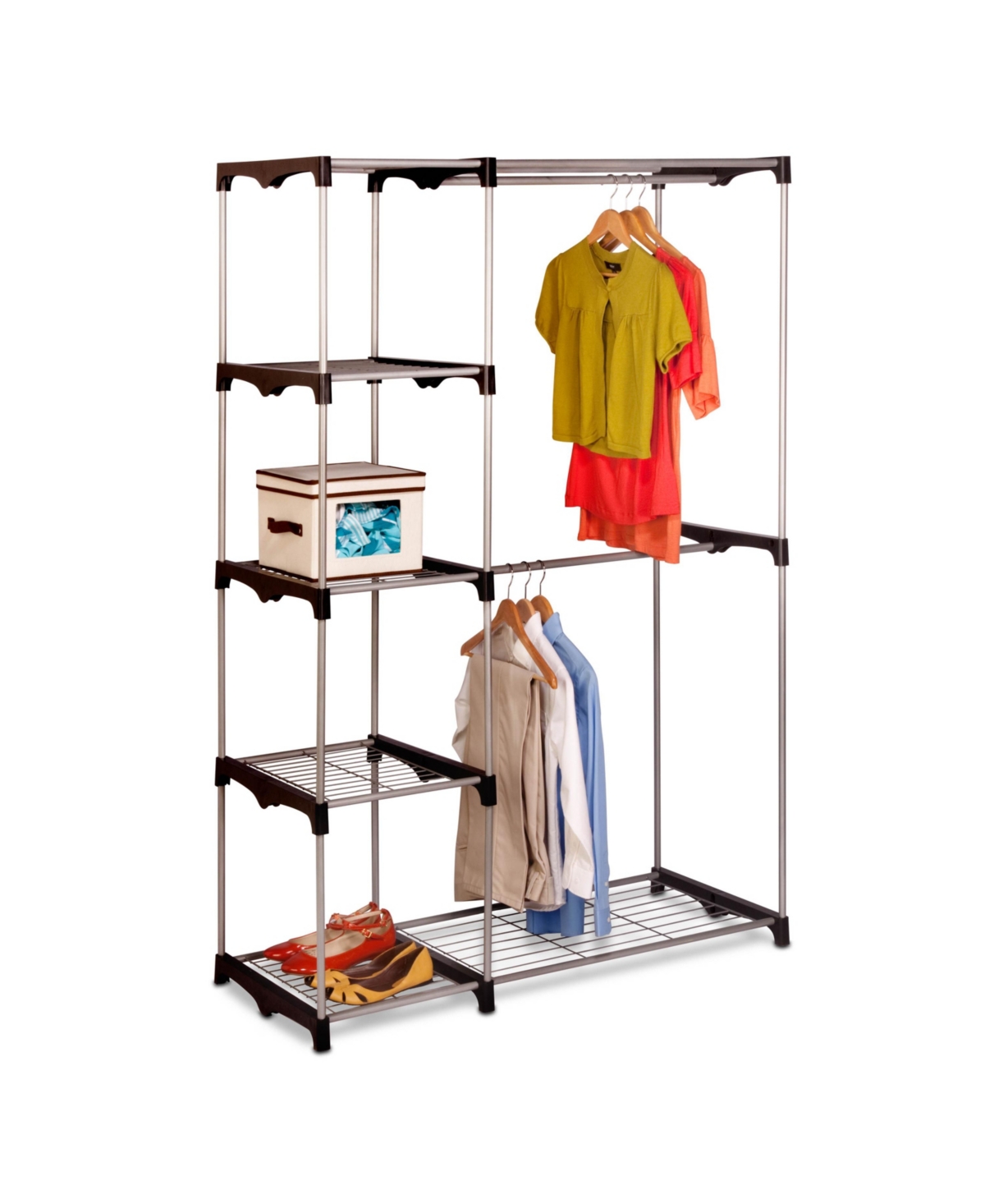 Shop Honey Can Do Double Rod Freestanding Closet In Silver-tone