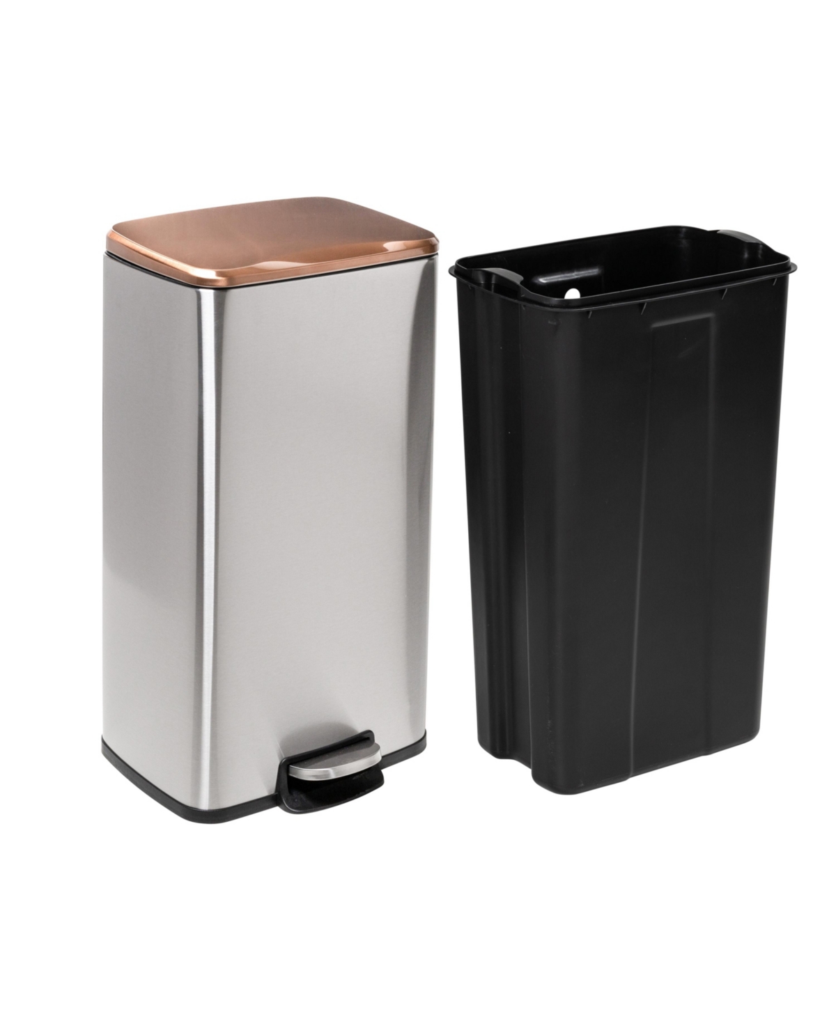 Shop Honey Can Do Stainless Steel Step Trash Cans With Lid, Set Of 2 In Silver-tone