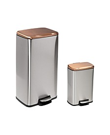 Stainless Steel Step Trash Cans with Lid, Set of 2