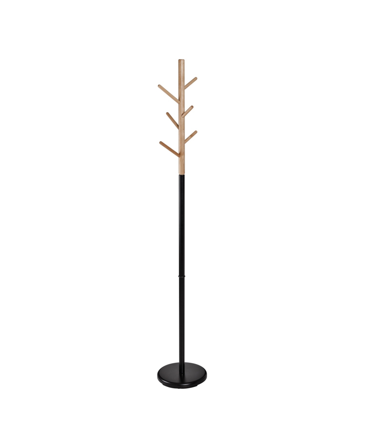 Modern Freestanding Coat with Round Base Wood Tree Stand - Natural