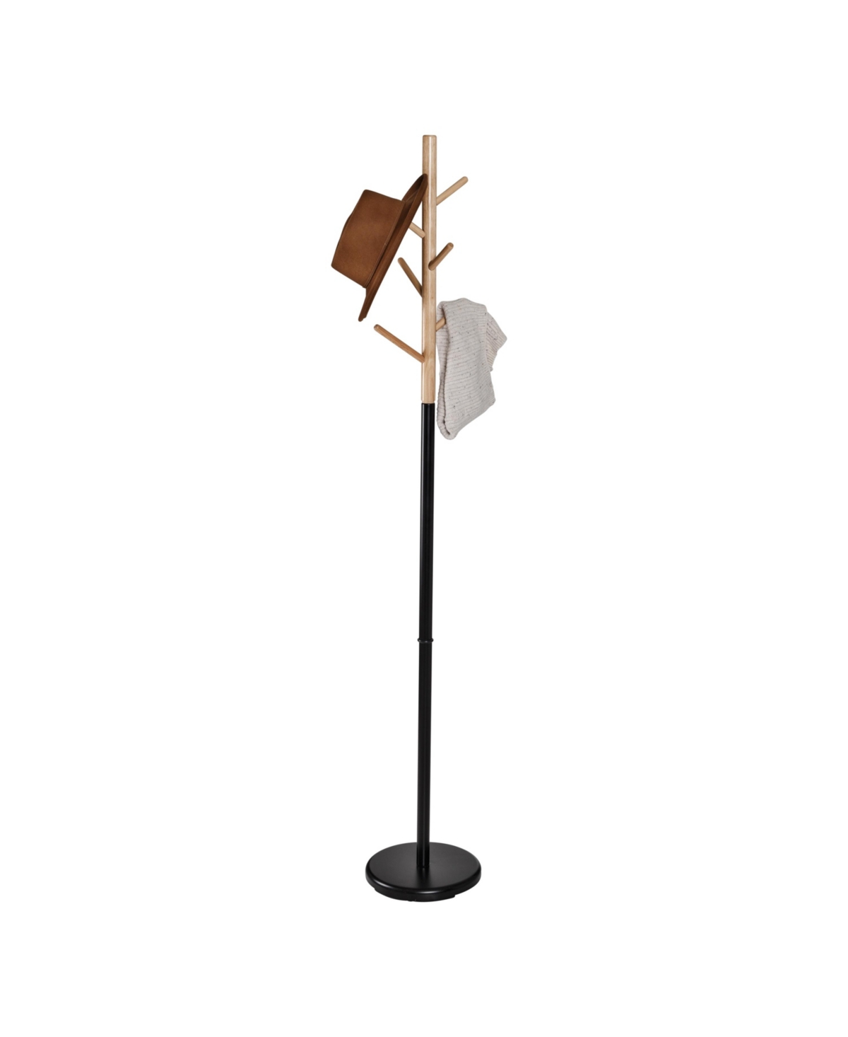 Shop Honey Can Do Modern Freestanding Coat With Round Base Wood Tree Stand In Natural