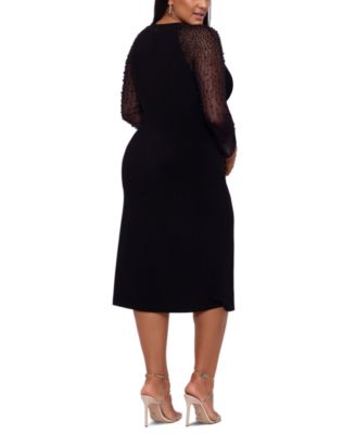 Betsy & Adam Plus Size Embellished-Sleeve Bodycon Dress