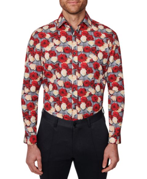 Мужская рубашка Society of Threads Slim Fit Non-Iron Floral-Print Performance Stretch Dress Shirt, цвет: Разноцветный