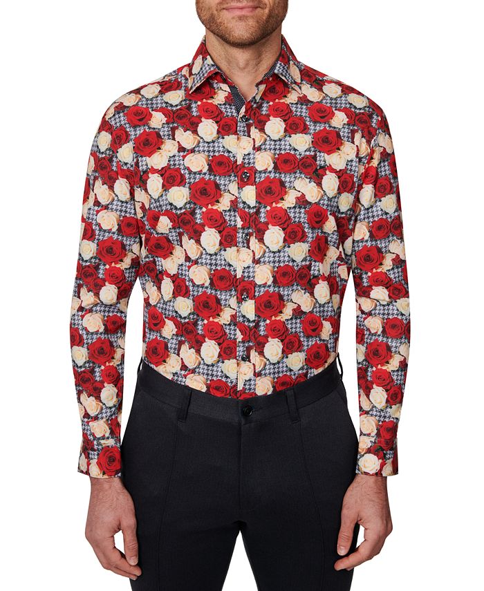 Society of Threads Men's Slim-Fit Floral Performance Dress Shirt - Macy's