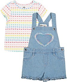 Baby Girls Heart T-shirt and Ruffle-Cuff Shortalls, 2 Piece Set