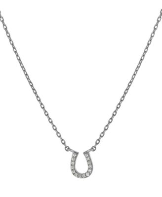 Macy's - Cubic Zirconia Horseshoe Pendant Necklace in 18k Gold-Plated Sterling Silver, 16" + 2" extender