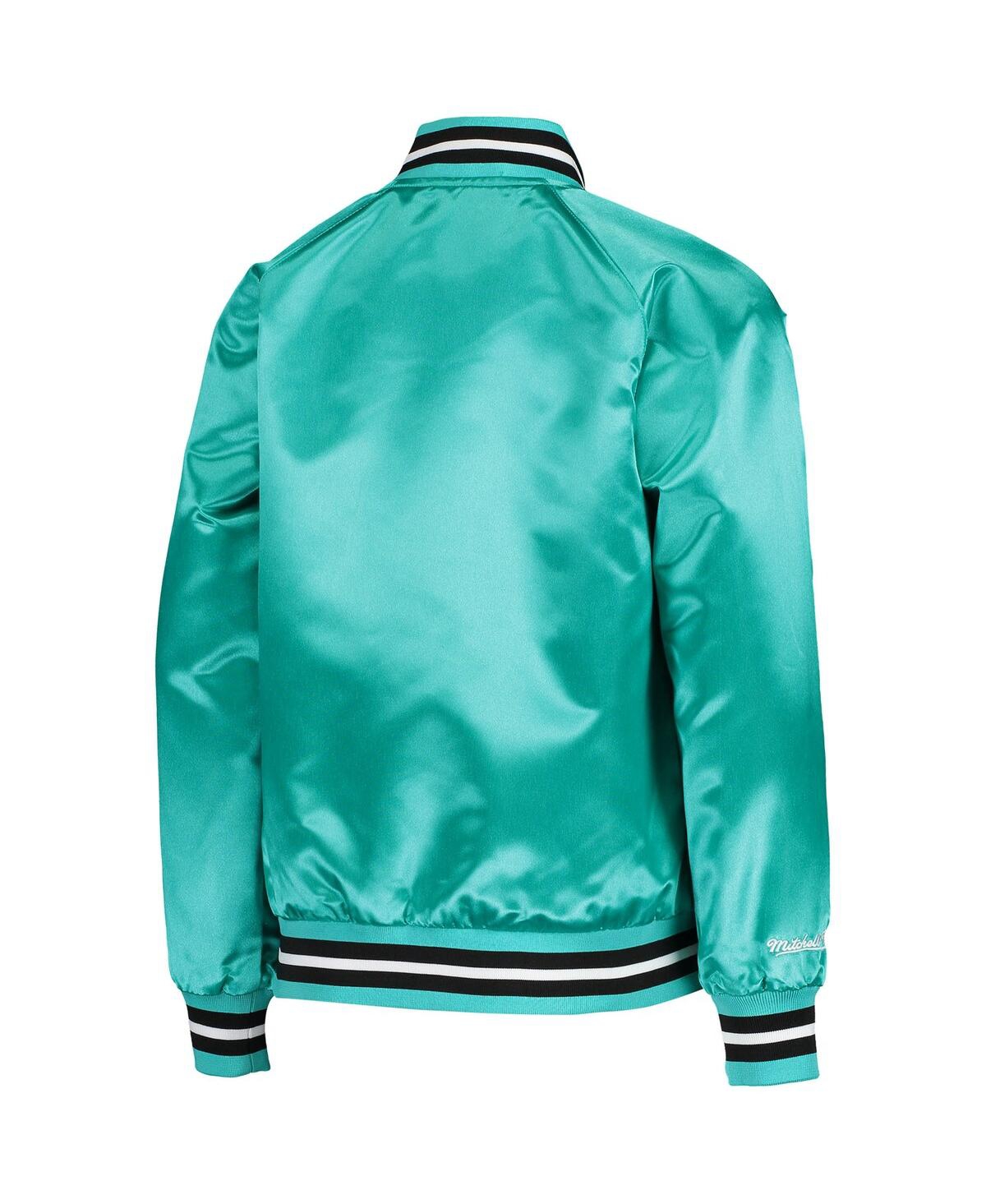 Big Boys Mitchell & NessSan Antonio Spurs Hardwood Classics Satin Raglan Full-Snap Jacket - Teal