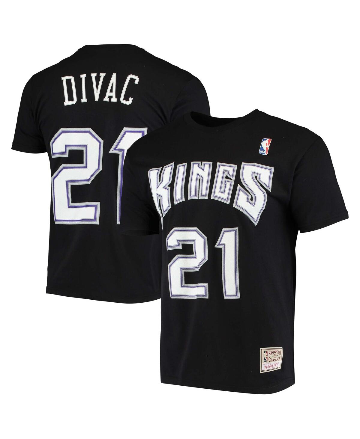 Mitchell & Ness Men's  Vlade Divac Black Sacramento Kings Hardwood Classics Stitch Name And Number T-