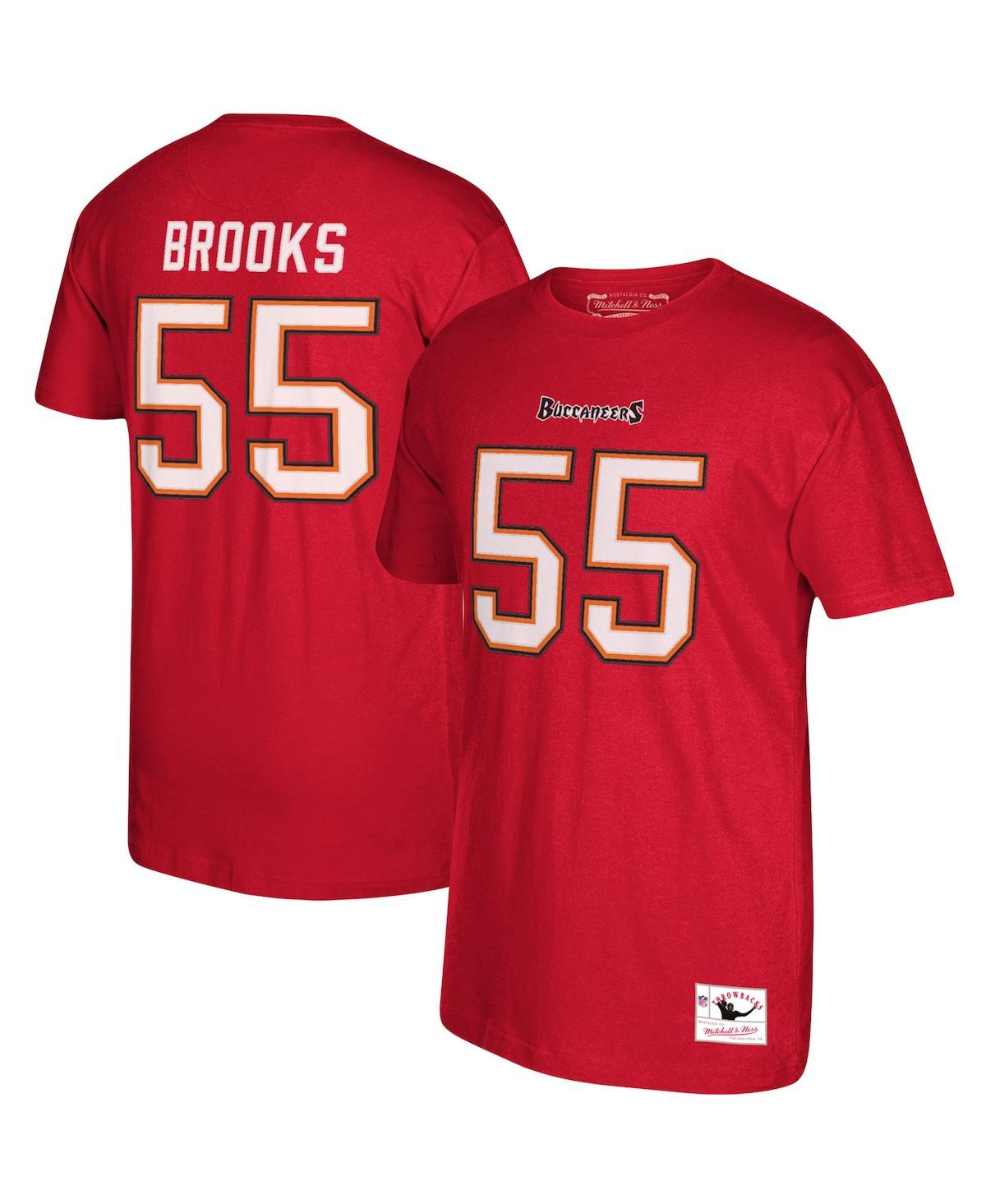 MITCHELL & NESS MEN'S MITCHELL & NESS DERRICK BROOKS RED TAMPA BAY BUCCANEERS RETIRED PLAYER LOGO NAME AND NUMBER T-