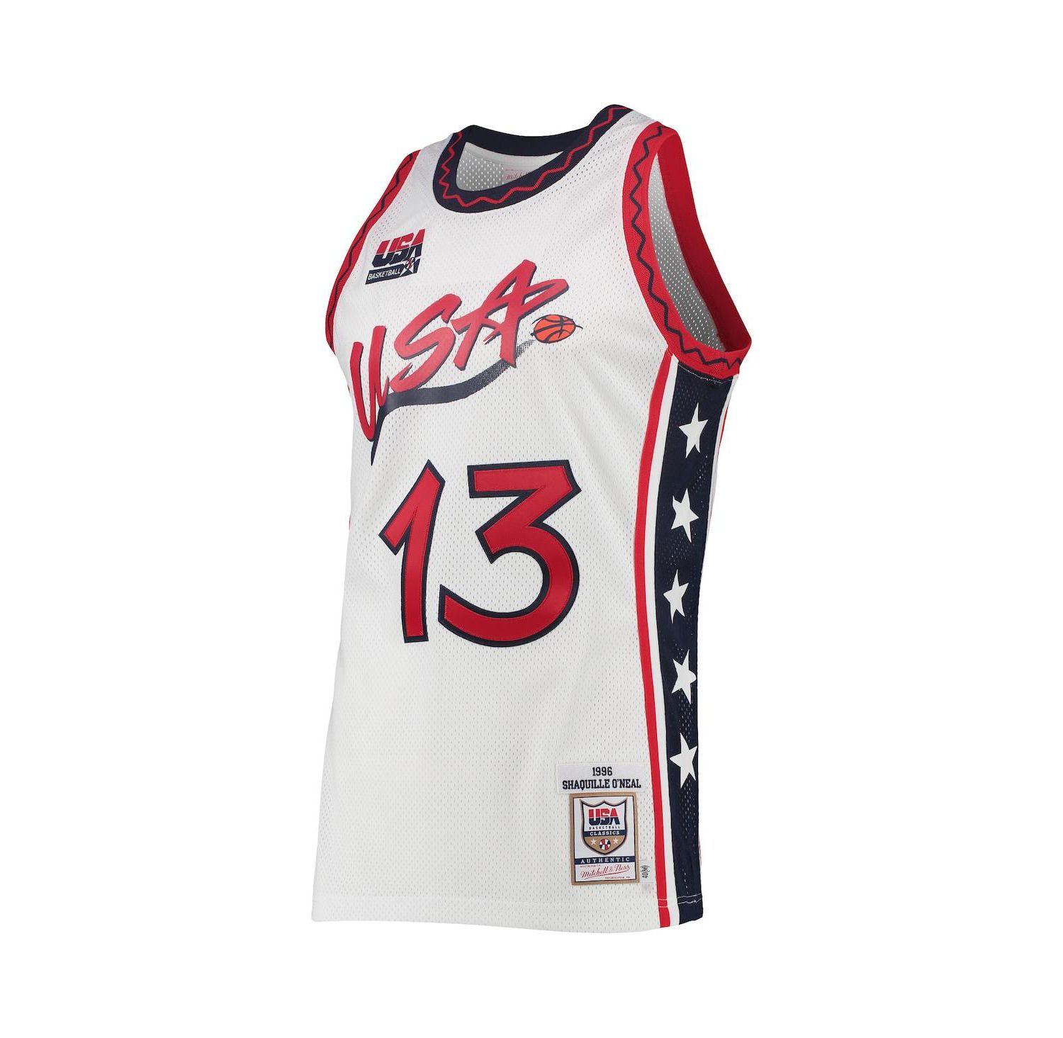 Men's Shaquille O'Neal White USA Basketball 1996 Hardwood Classics Authentic Jersey