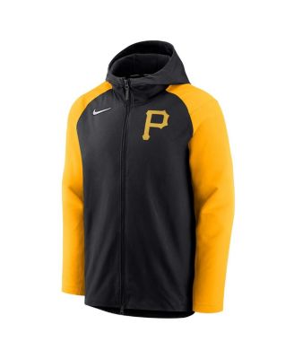 Men's Black, Gold Pittsburgh Pirates Authentic Collection Performance Raglan Full-Zip Hoodie