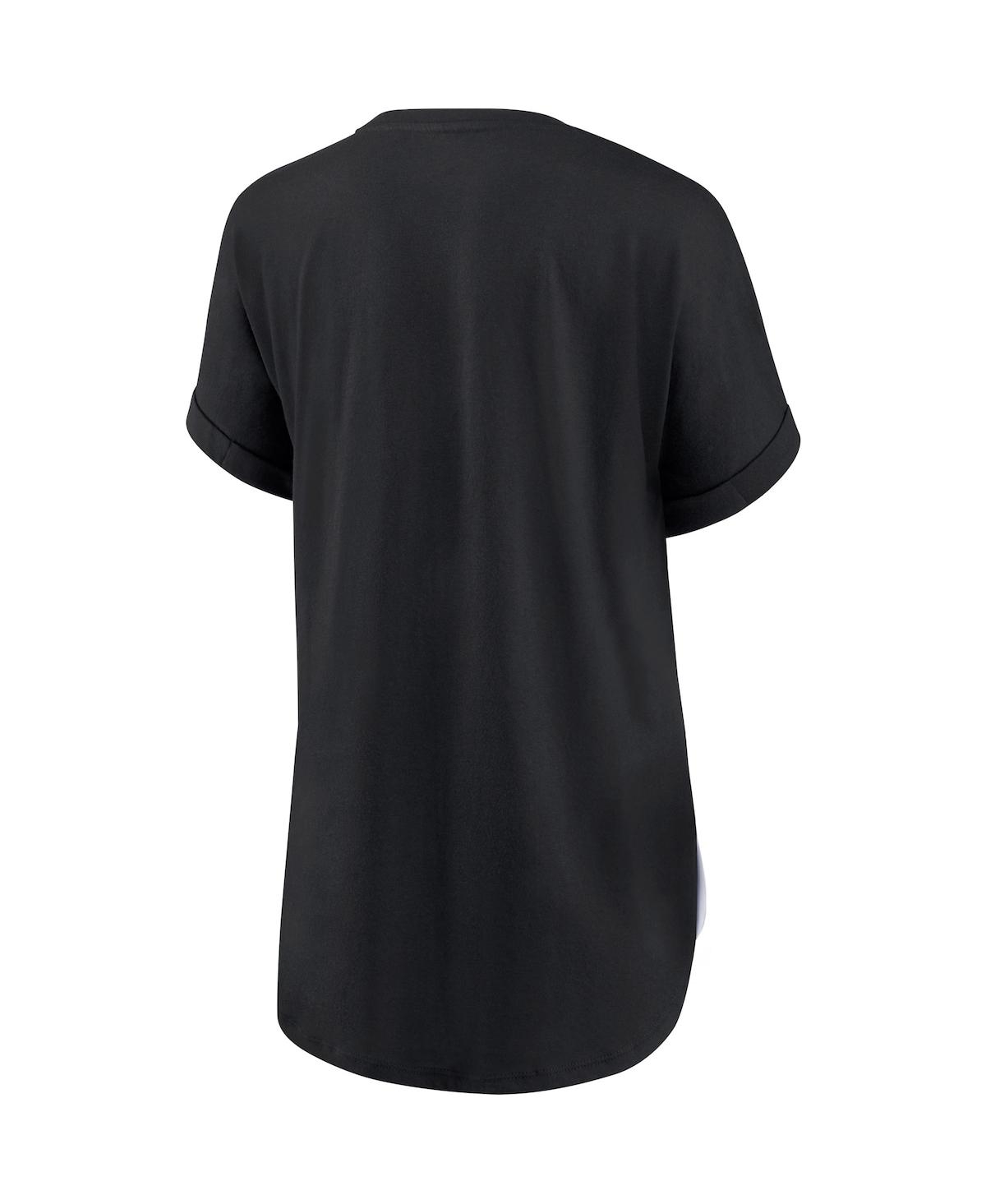 Fanatics Women's  Branded White And Black San Francisco Giants Iconic Noise Factor Pinstripe V-neck T In White,black