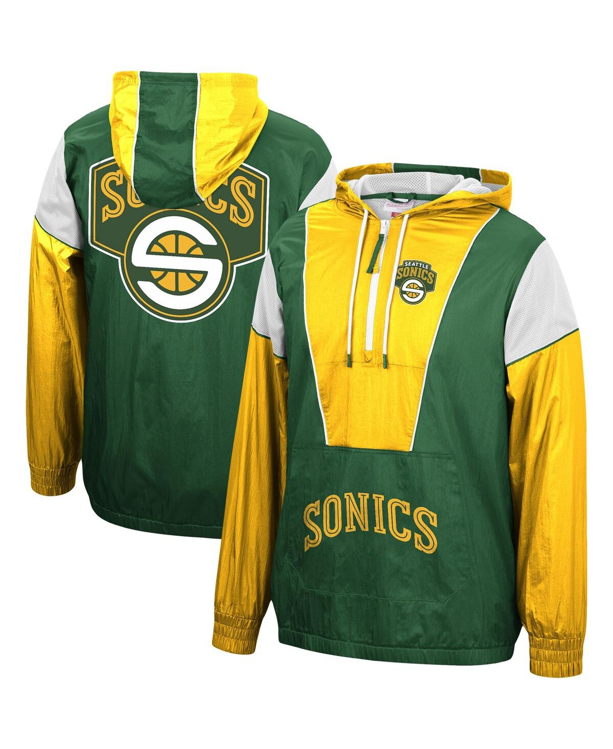 Mitchell & Ness Green/gold Seattle Supersonics Hardwood Classics Highlight Reel Windbreaker Hoodie H In Green,gold
