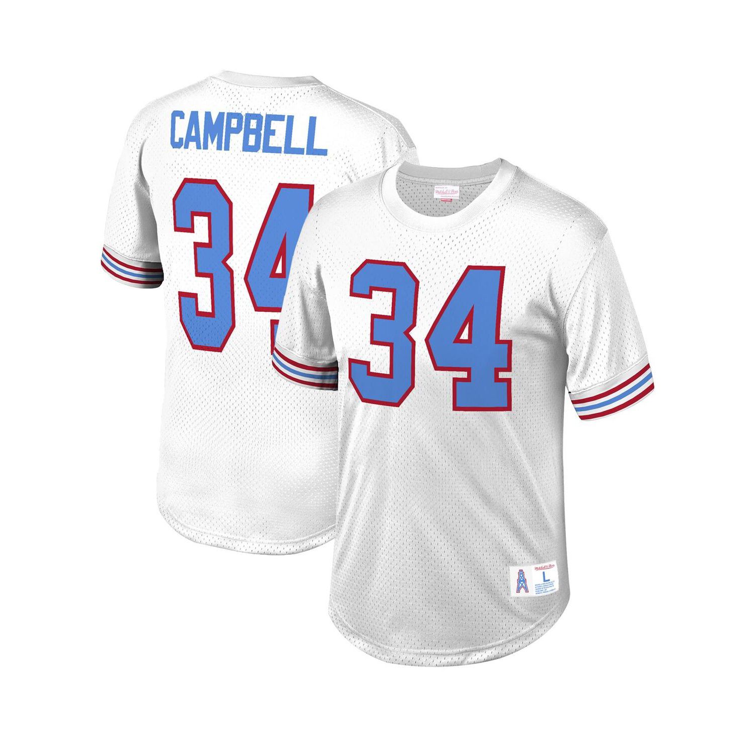Men's Earl Campbell White Houston Oilers Retired Player Name and Number Mesh Top