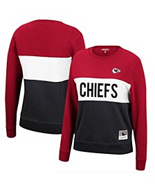 Women's Mitchell & Ness Red, Black Kansas City Chiefs Color Block Pullover Sweatshirt