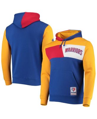 Men's Royal San Francisco Warriors Hardwood Classics 75th Anniversary Colorblock Pullover Hoodie