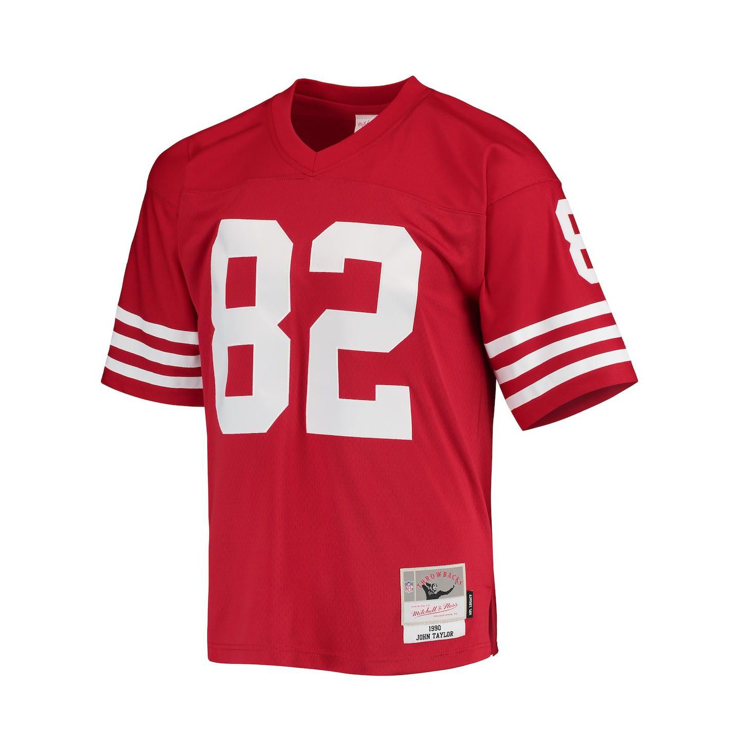 Мужской топ Mitchell & Ness John Taylor Scarlet San Francisco 49ers 1990 Legacy Replica Jersey — фото 3