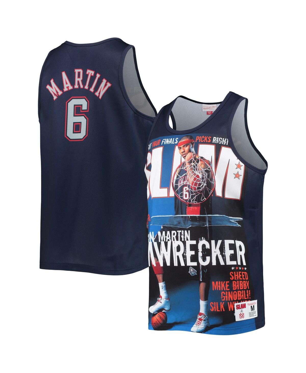 Men's Mitchell & Ness Kenyon MartNew Jersey Nets Slam Player Tank Top - Navy