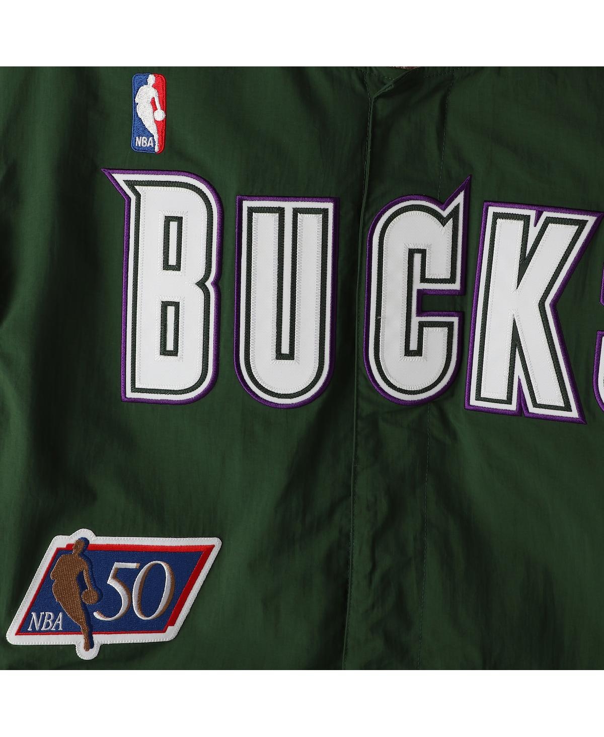 Mitchell & Ness Men's  Hunter Green Milwaukee Bucks Hardwood Classics Authentic Warm-up Full-snap Jac In Green