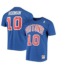 Men's Dennis Rodman Blue Detroit Pistons Hardwood Classics Stitch Name and Number T-shirt