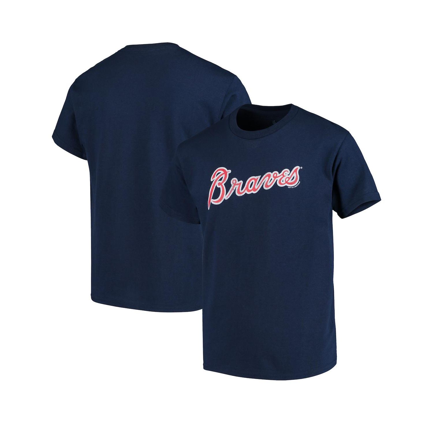 Big Boys Atlanta Braves Distressed Logo T-shirt - Navy Blue