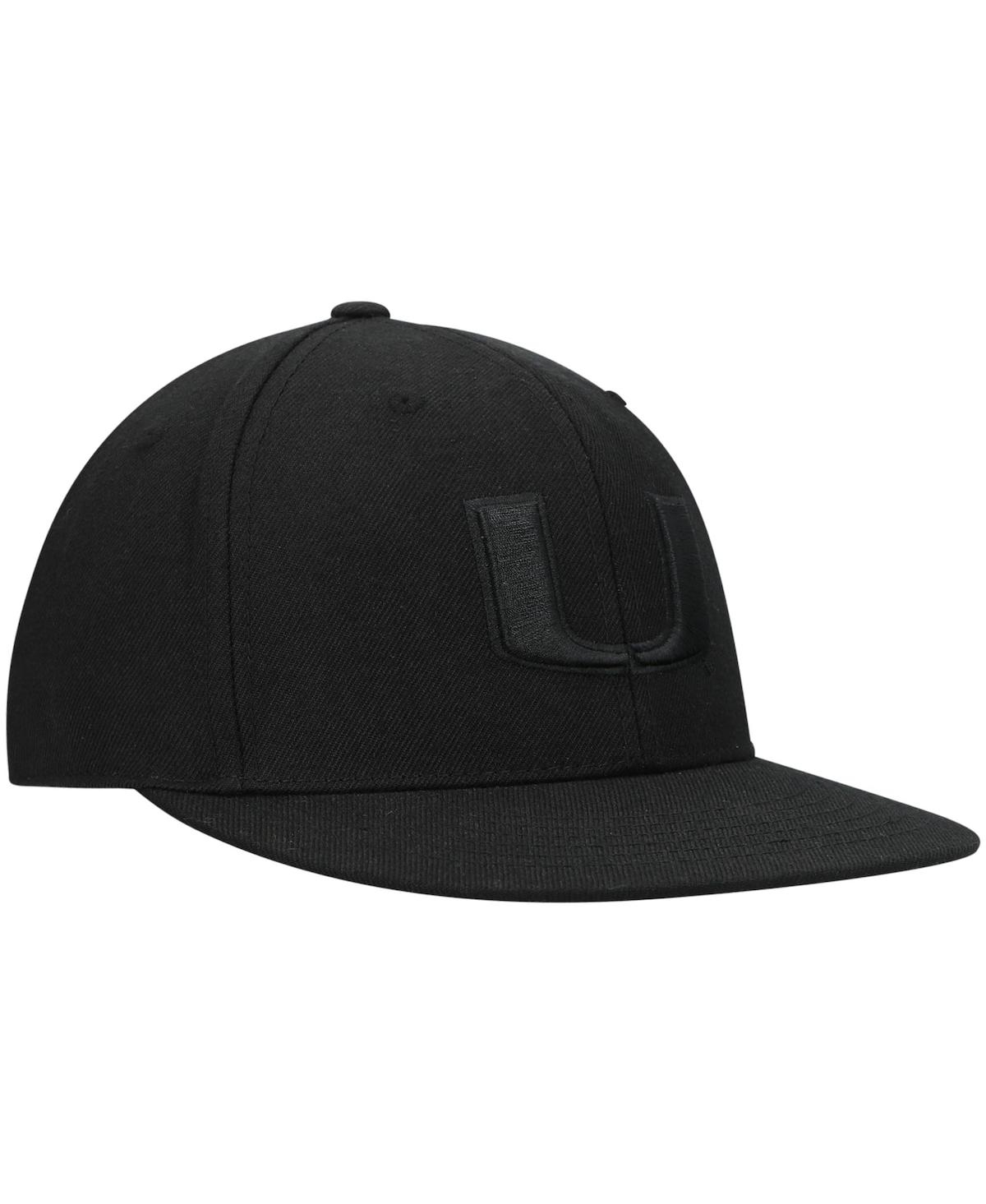 Shop Top Of The World Men's  Miami Hurricanes Black On Black Fitted Hat