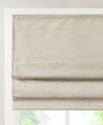 Printed Faux Silk Light Filtering Roman Shade, Room Darkening Single Panel for Bedroom, Lightweight Window Roman Shades For Living Room, Width 33 length 64 inches, Cordless Lift/Pull Ivory Window Panel