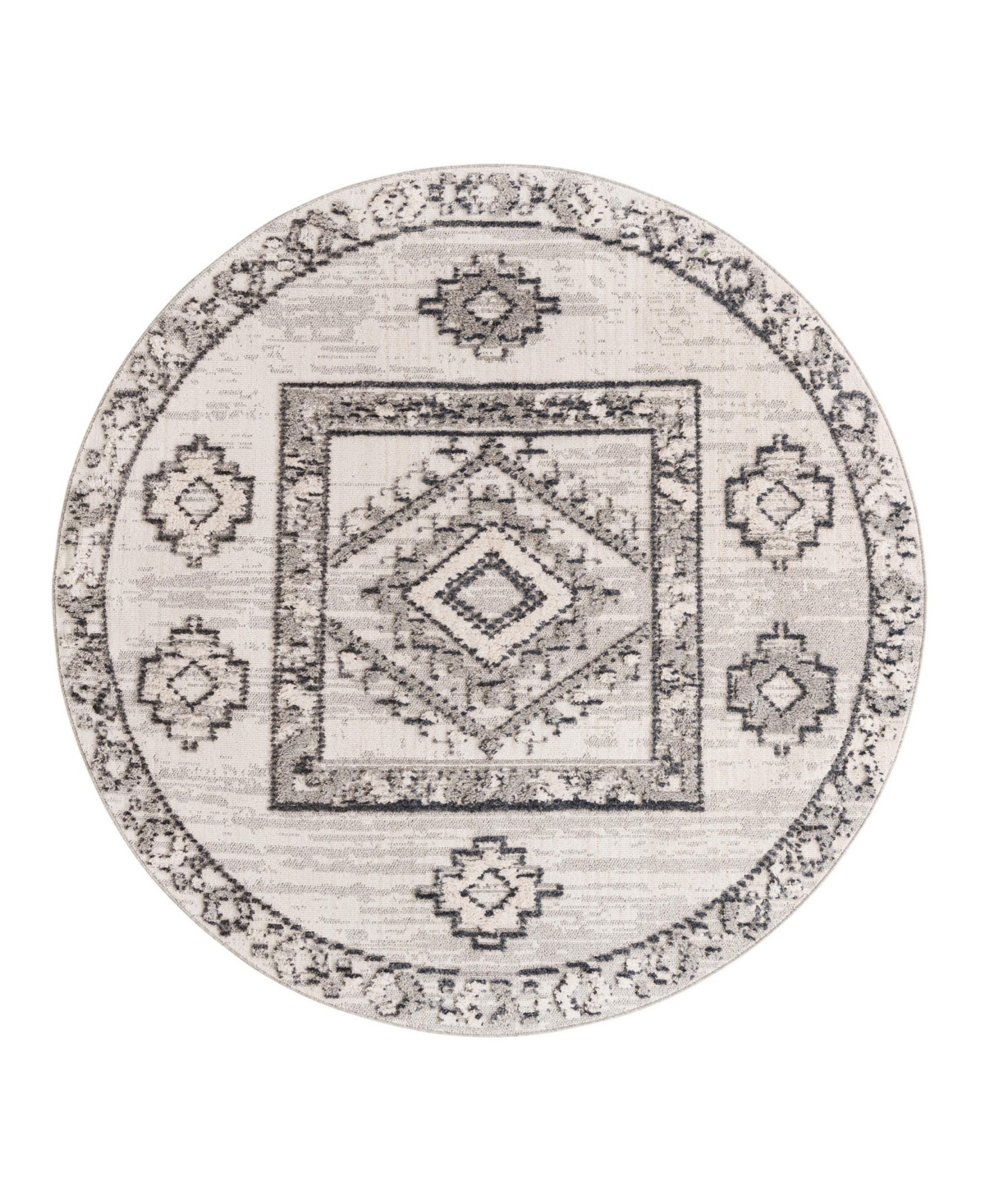 Bayshore Home High-low Pile Upland Upl03 7' X 7' Round Area Rug In Sand
