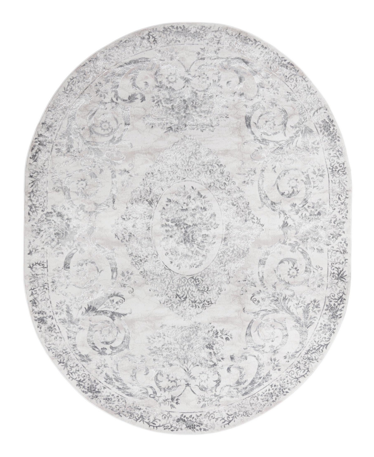 Bayshore Home Islin ISL04 7'10in x 10' Oval Area Rug - Gray