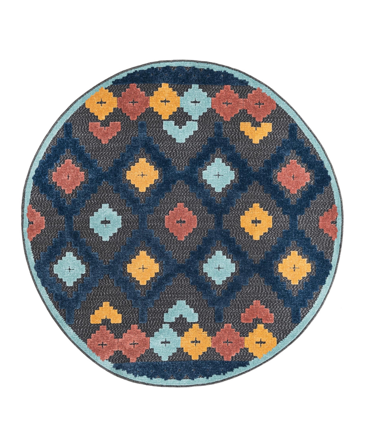 Bayshore Home Cayes Outdoor High-low Pile Cay-12 5'3" X 5'3" Round Area Rug In Charcoal