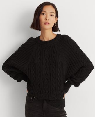 Lauren Ralph Lauren Cable-Knit Dolman-Sleeve Sweater - Macy's