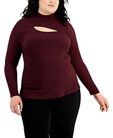 Plus Size Cutout Mock Neck Top, Created for Macy's