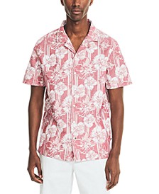 Men's Tropical Floral Linen Blend Short-Sleeve Shirt