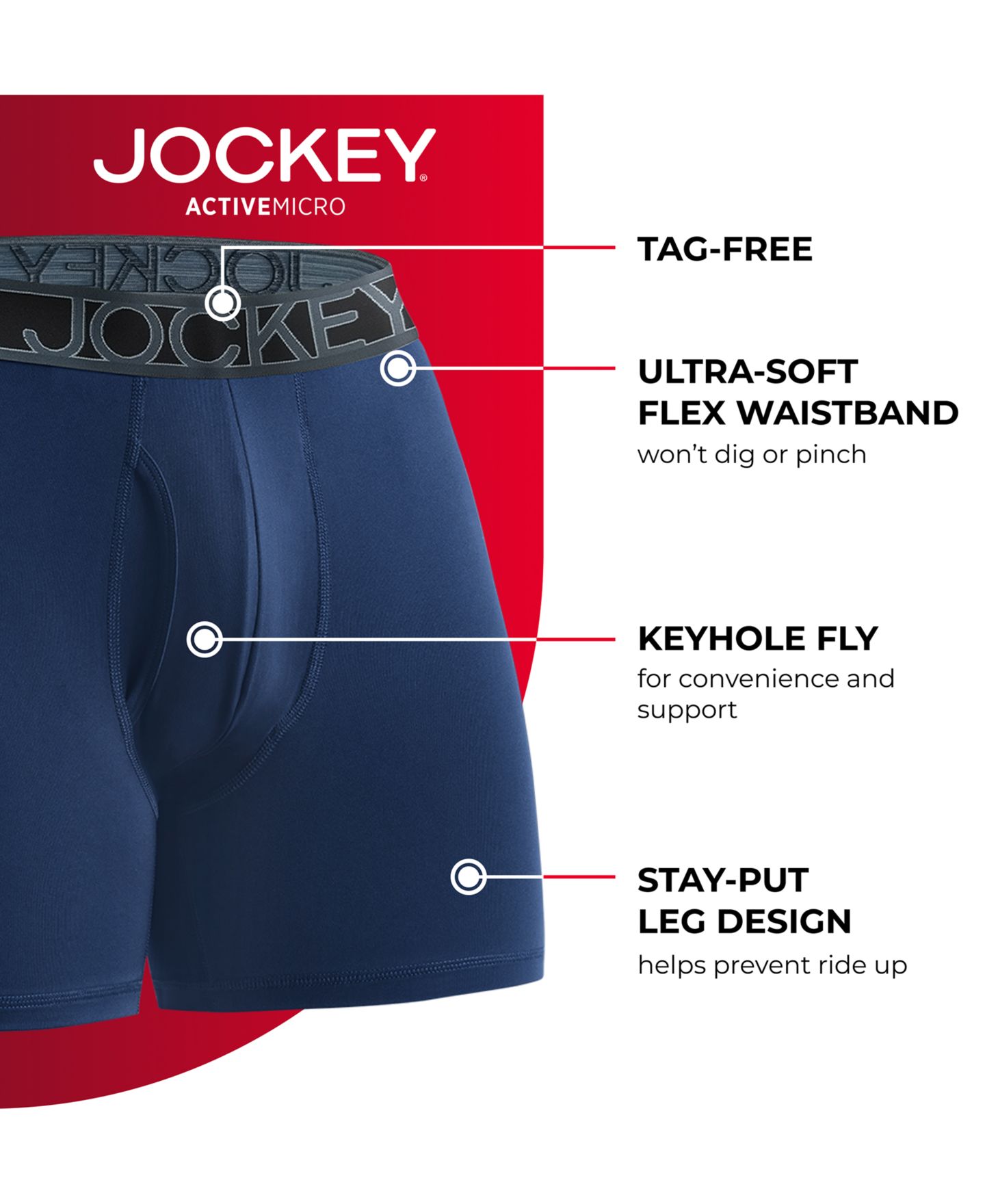 Трусы-боксеры Active для мужчин, микрофибра, 3 шт. — Jockey, цвет: Чёрный — фото 4