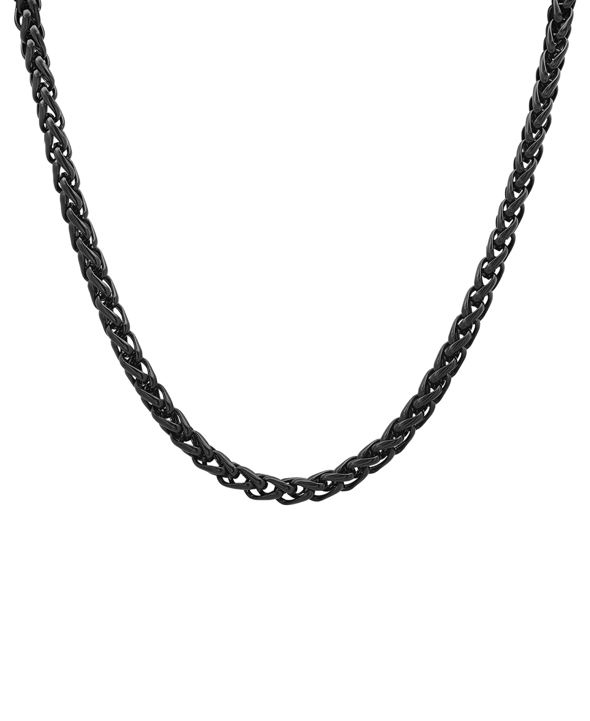 Men's Ion Plating Stainless Steel Wheat Chain Necklace - Black