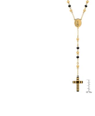 Men's 18k Gold Plated Stainless Steel and Ion Plating Rosary Necklace