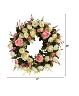 Rose Artificial Wreath, 20"