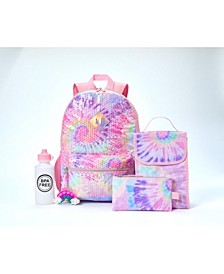 Girls Tie Dye Backpack, 6 Piece Set